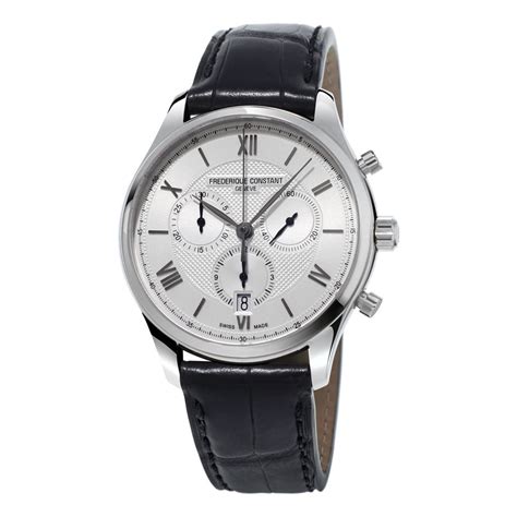 Burberry Chronograph Silver Dial Black Leather Strap Men's 